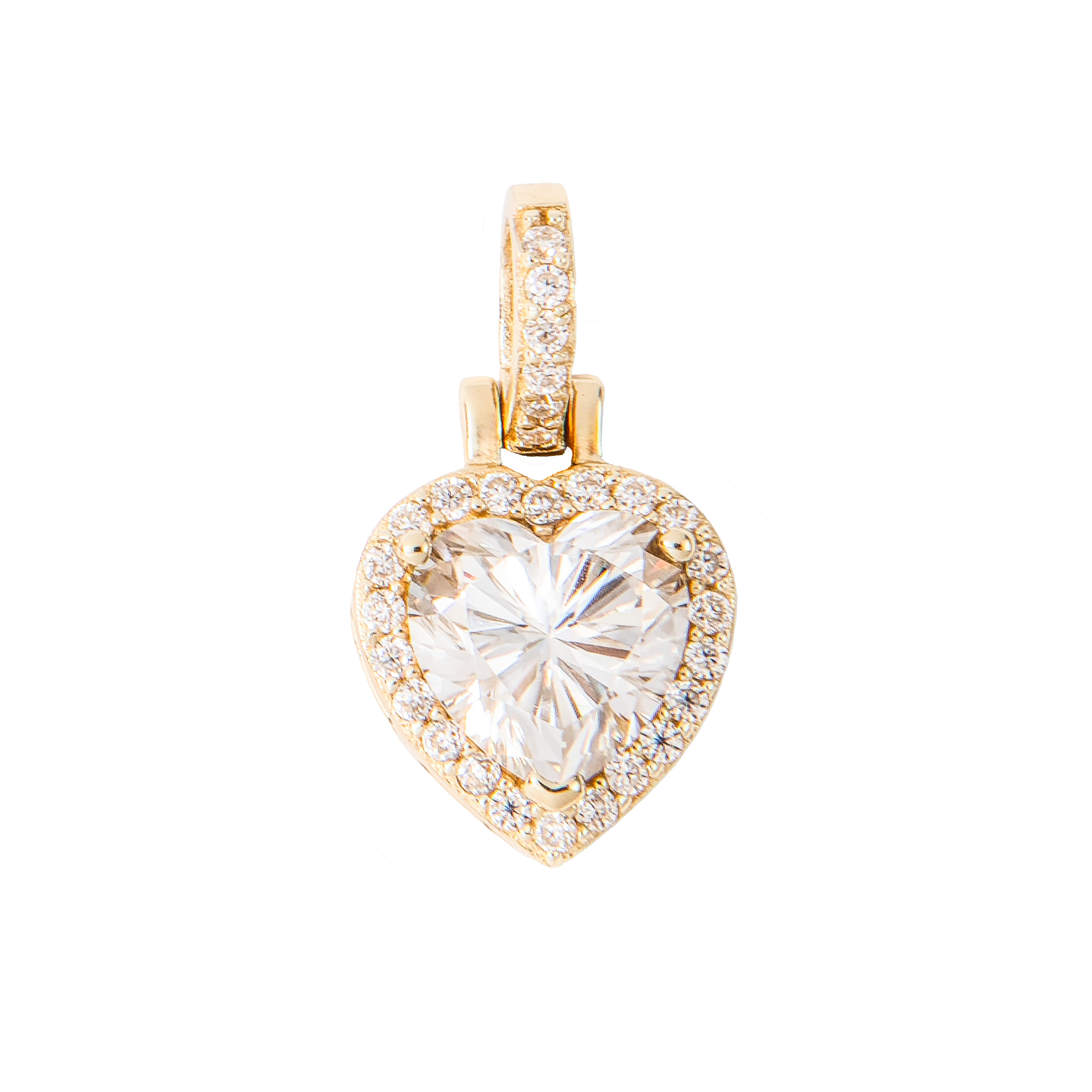 GLD Women Women's Moissanite Micro Iced Heart Pendant in Yellow Gold Vermeil