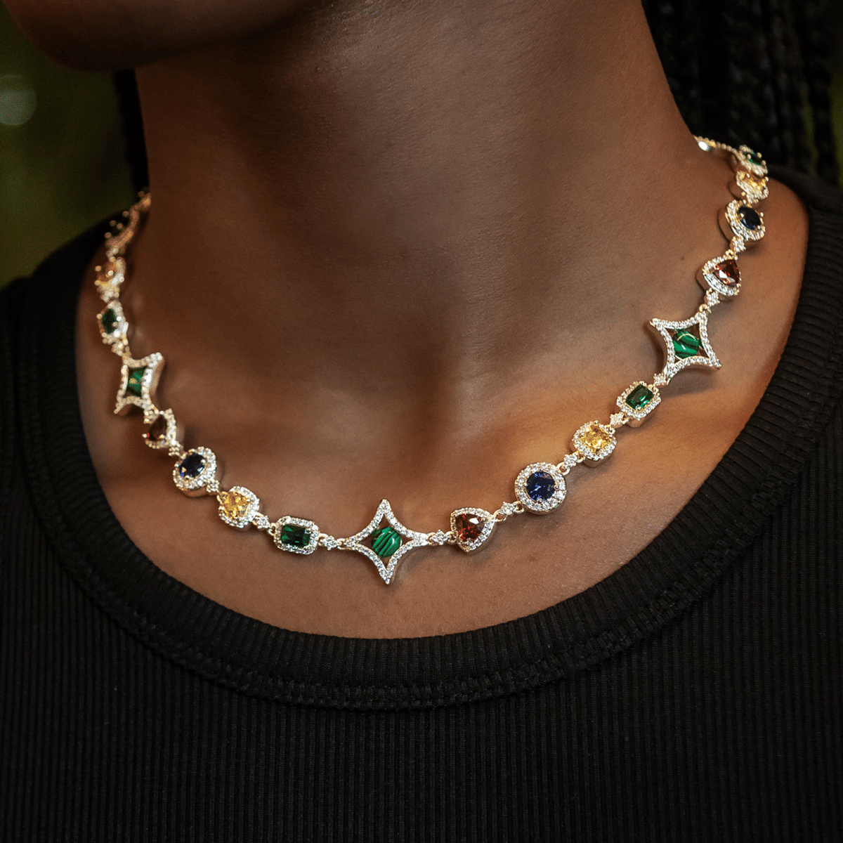 GLD Women Colored Gemstone Necklace