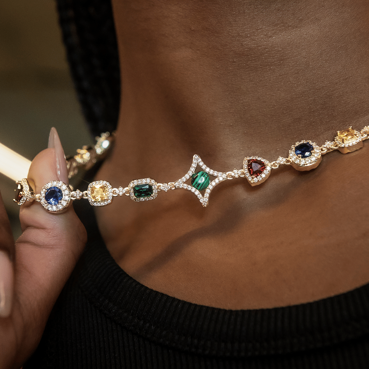 GLD Women Colored Gemstone Necklace