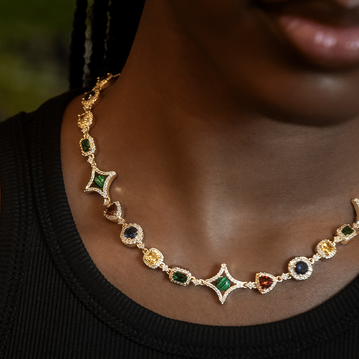 GLD Women Colored Gemstone Necklace