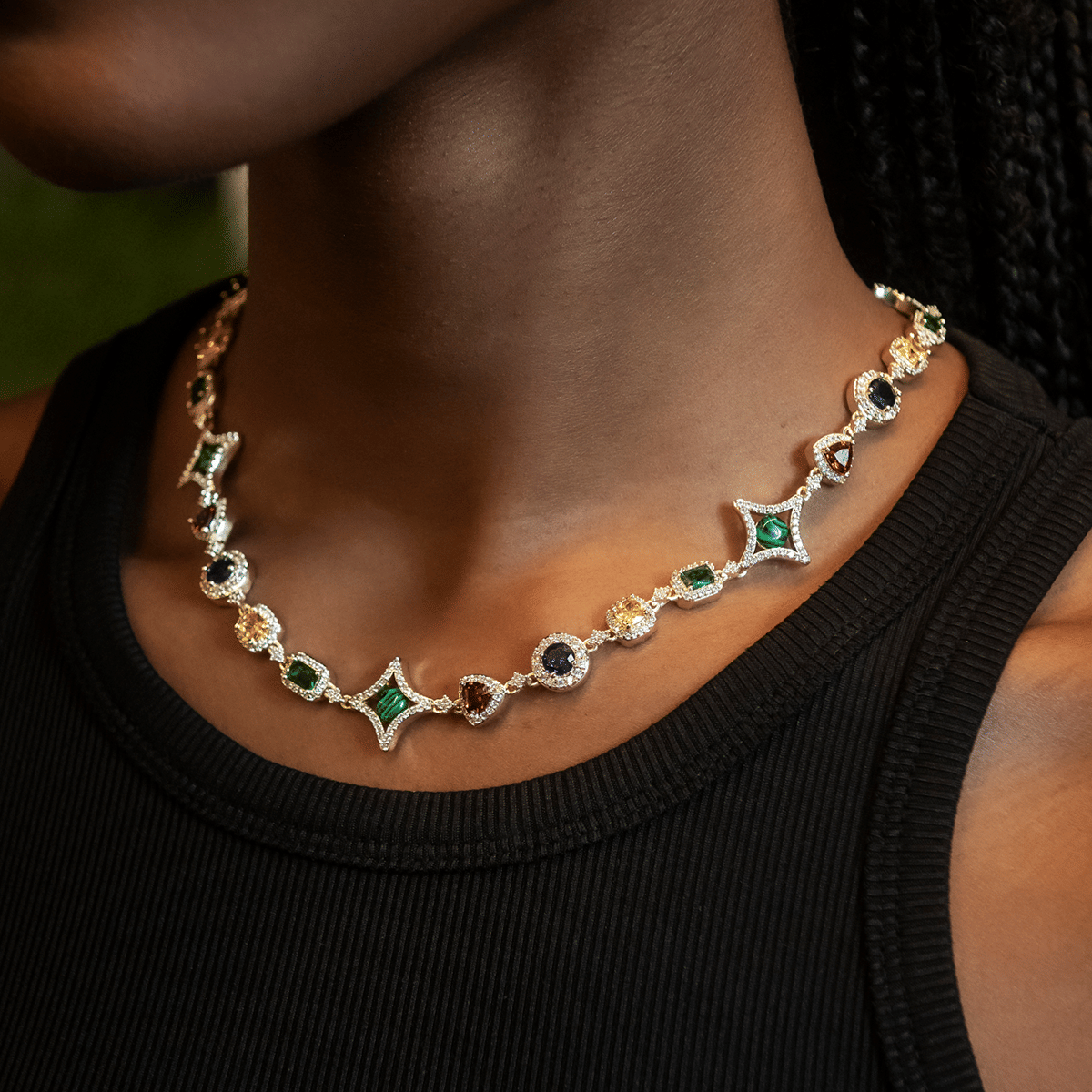 GLD Women Colored Gemstone Necklace