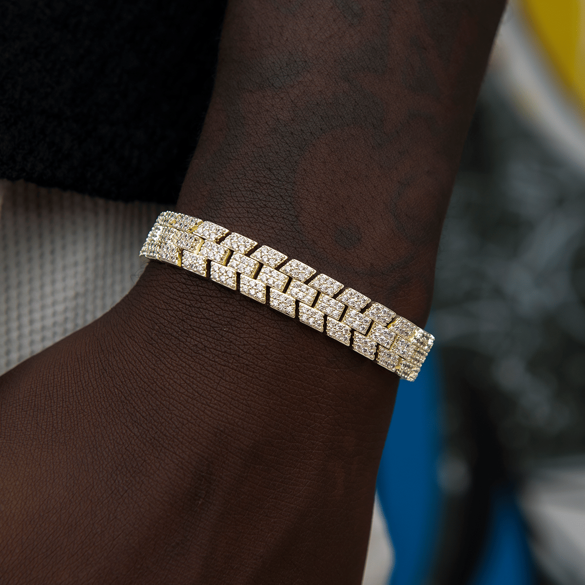 GLD Men Diamond Spine Bracelet in Yellow Gold
