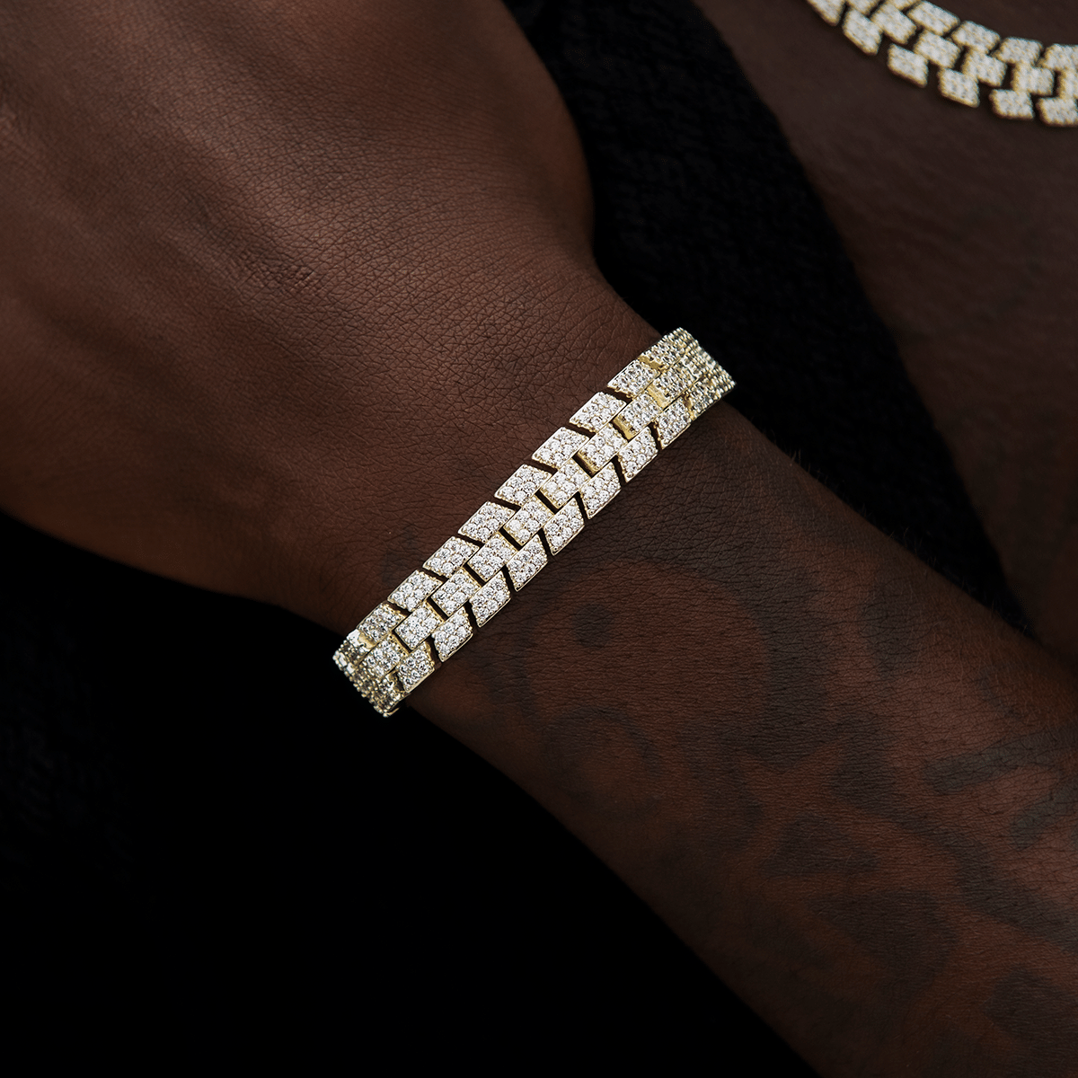 GLD Men Diamond Spine Bracelet in Yellow Gold