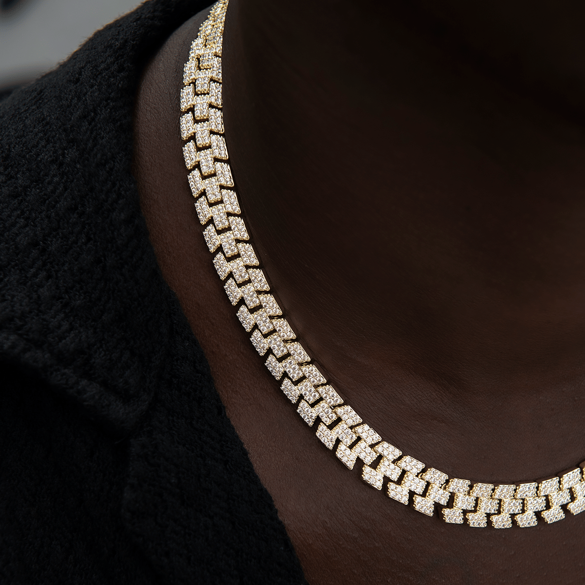 GLD Men Diamond Spine Chain in Yellow Gold