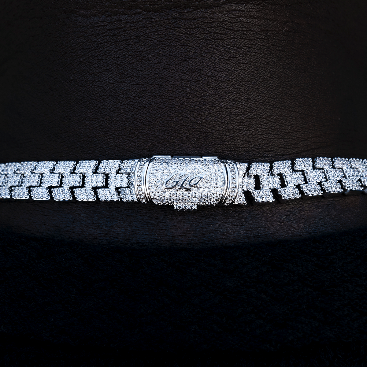 GLD Men Diamond Spine Chain in White Gold