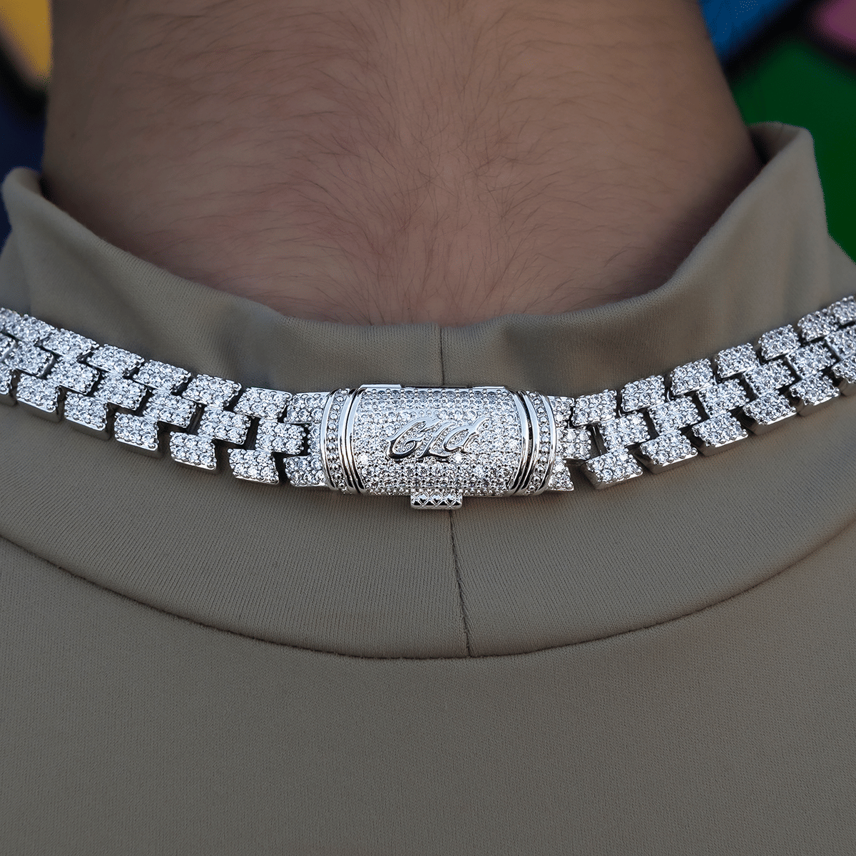 GLD Women Diamond Spine Necklace in White Gold