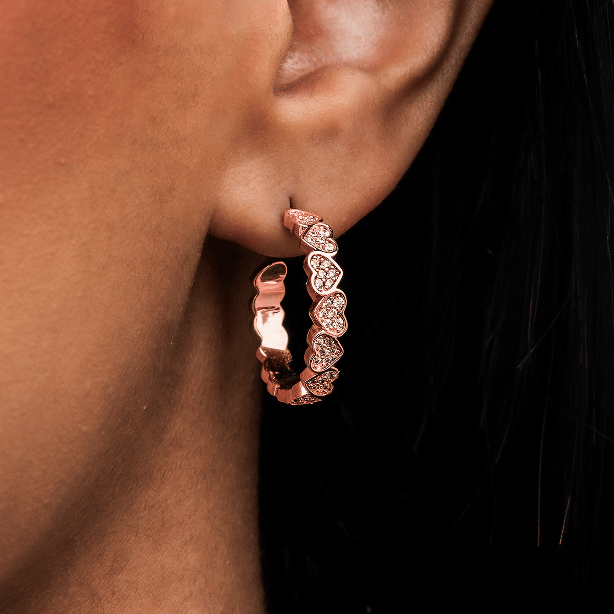 GLD Women Eternity Heart Hoop Earrings - Rose Gold