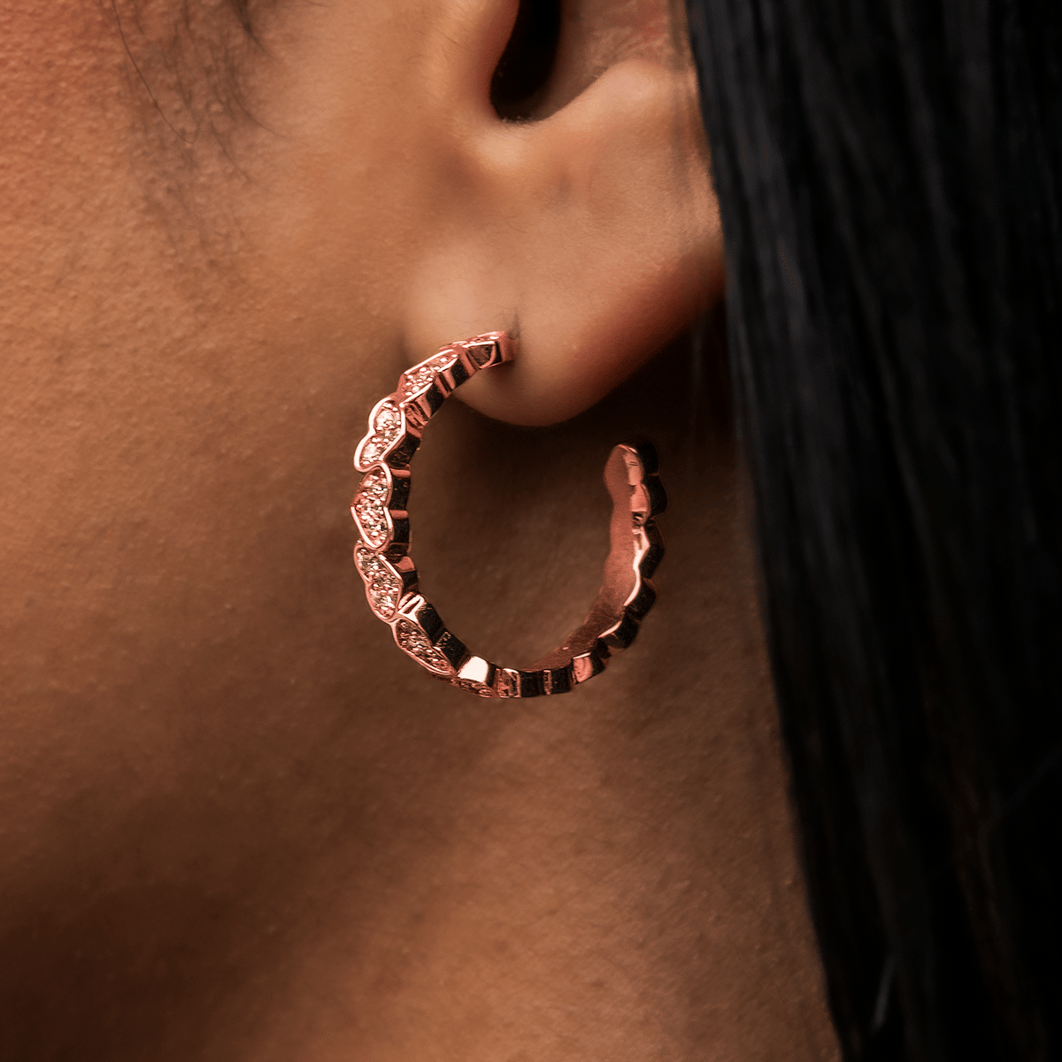 GLD Women Eternity Heart Hoop Earrings - Rose Gold