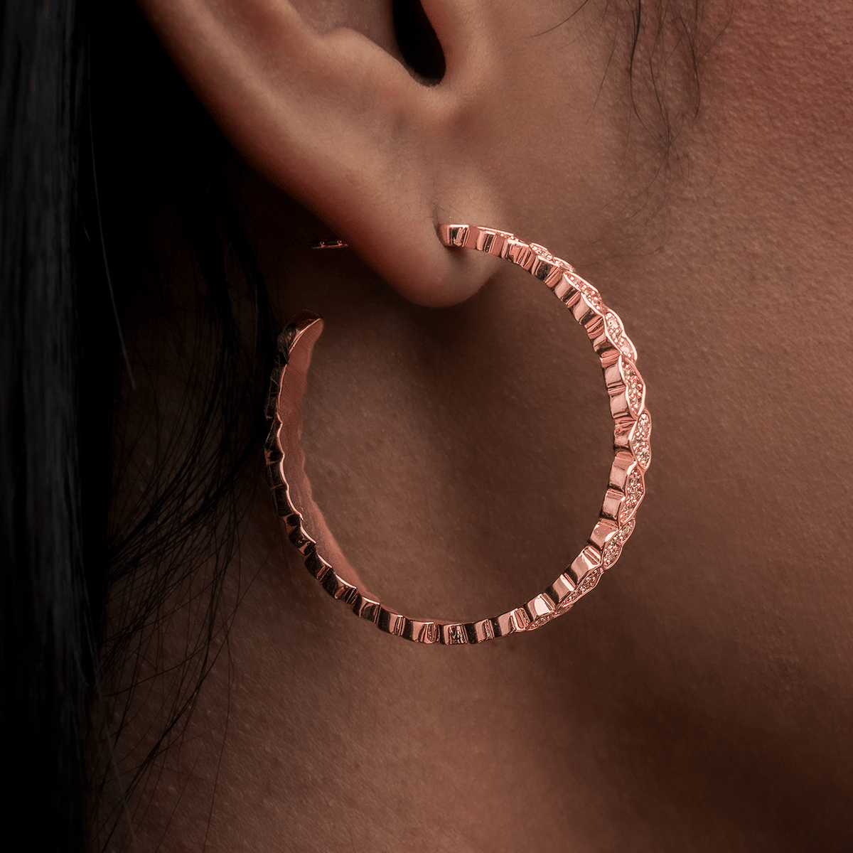GLD Women Eternity Heart Hoop Earrings - Rose Gold