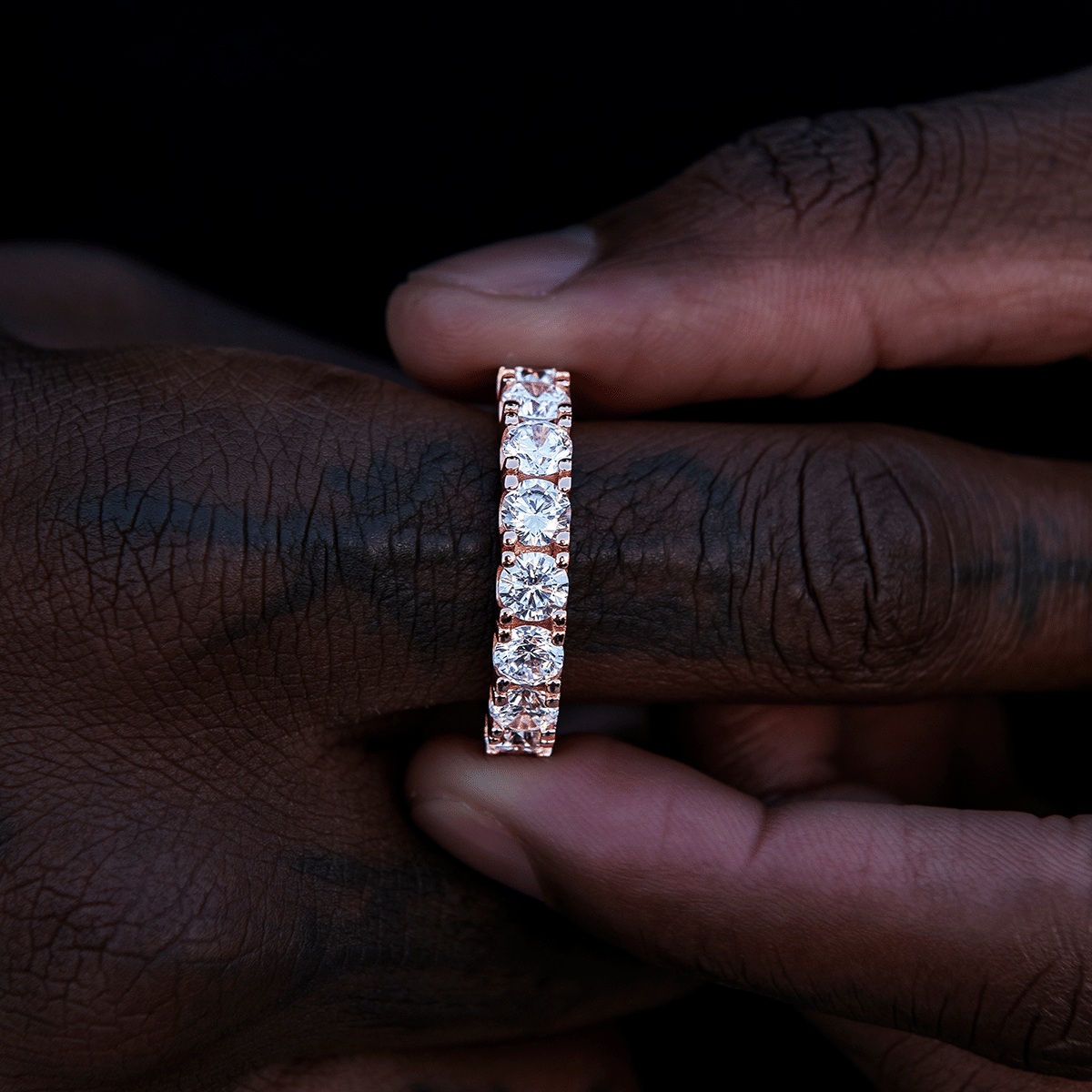 GLD Men 5 mm Eternity Band Ring in Rose Gold Vermeil