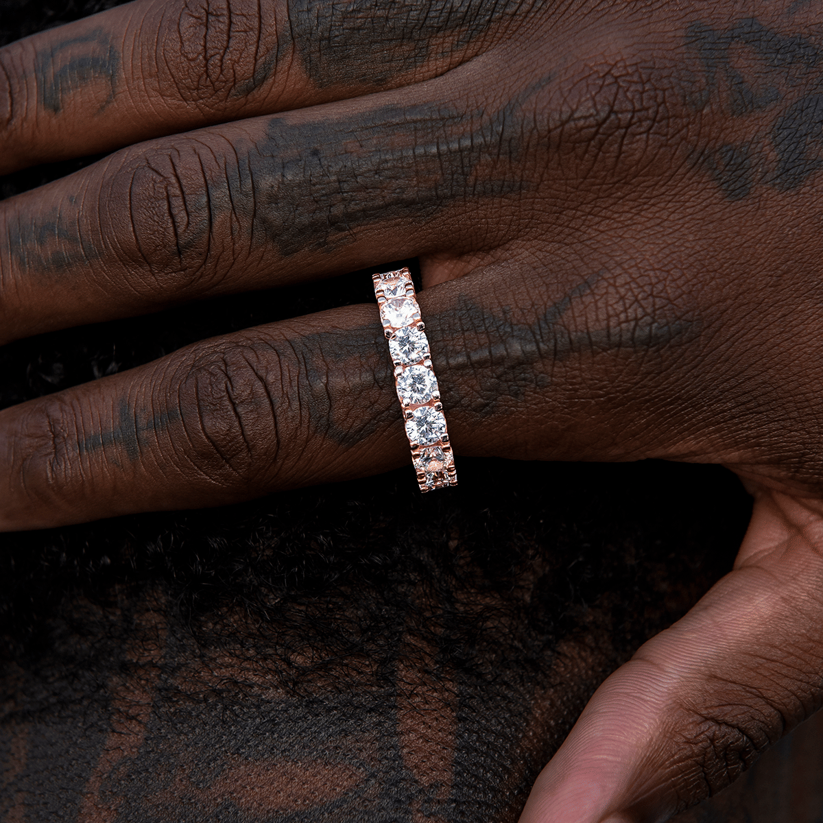 GLD Men 5 mm Eternity Band Ring in Rose Gold Vermeil