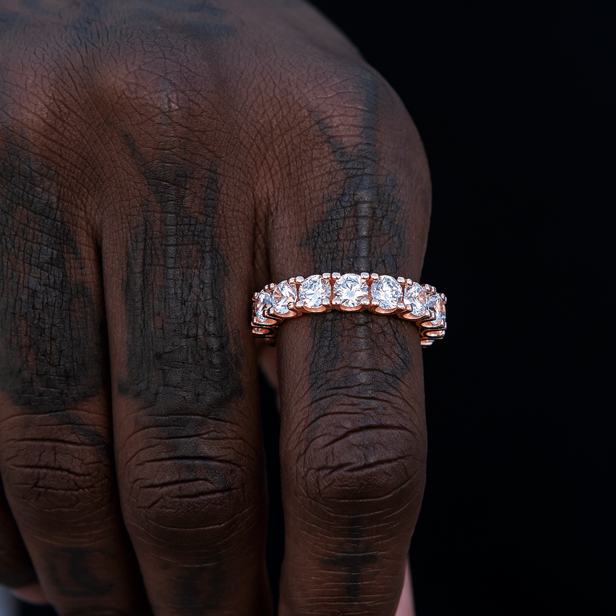 GLD Men 5 mm Eternity Band Ring in Rose Gold Vermeil