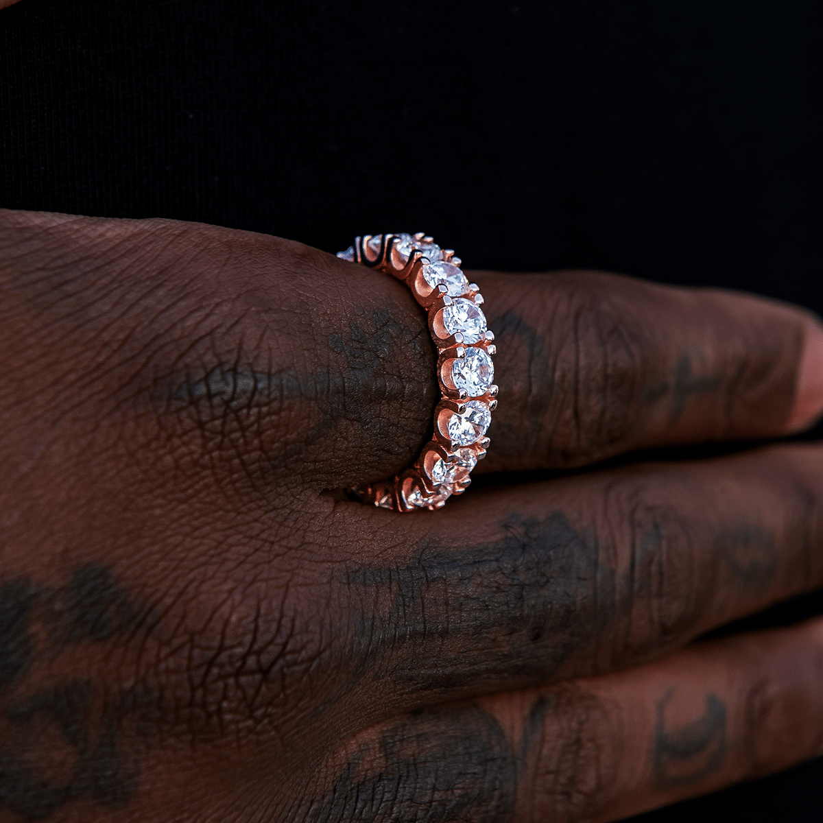 GLD Men 5 mm Eternity Band Ring in Rose Gold Vermeil