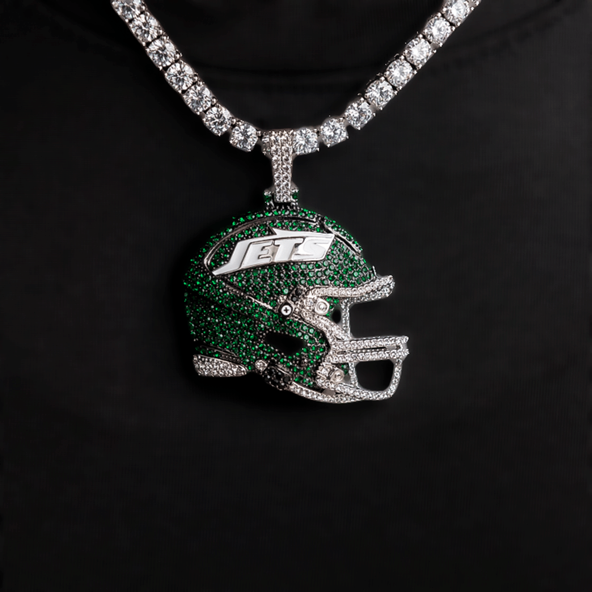 GLD Men 2025 New York Jets Team Helmet Pendant - White Gold