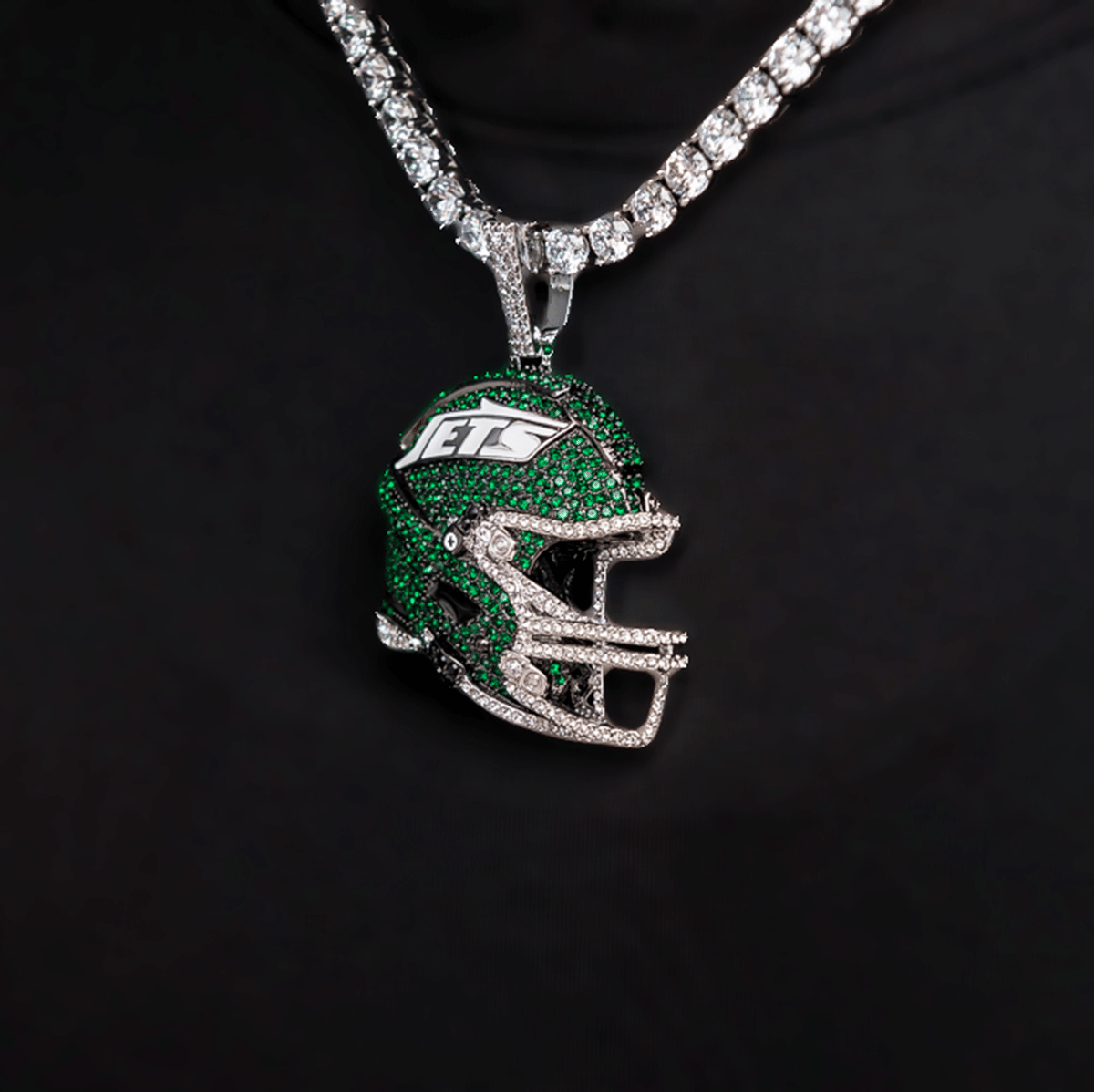 GLD Men 2025 New York Jets Team Helmet Pendant - White Gold