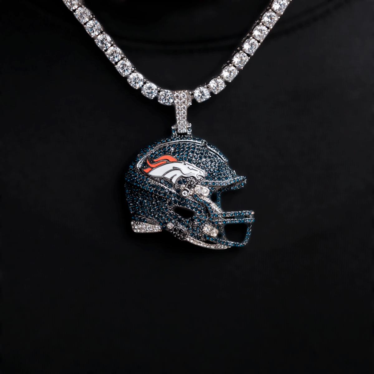 GLD Men 2025 Denver Broncos Team Helmet Pendant - White Gold