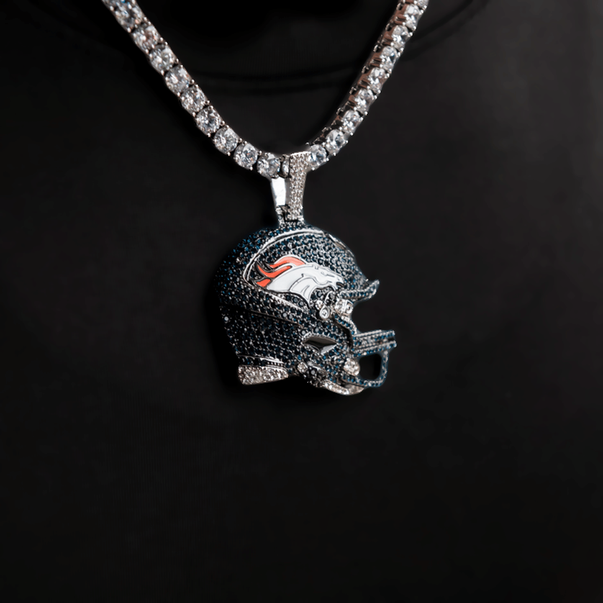 GLD Men 2025 Denver Broncos Team Helmet Pendant - White Gold