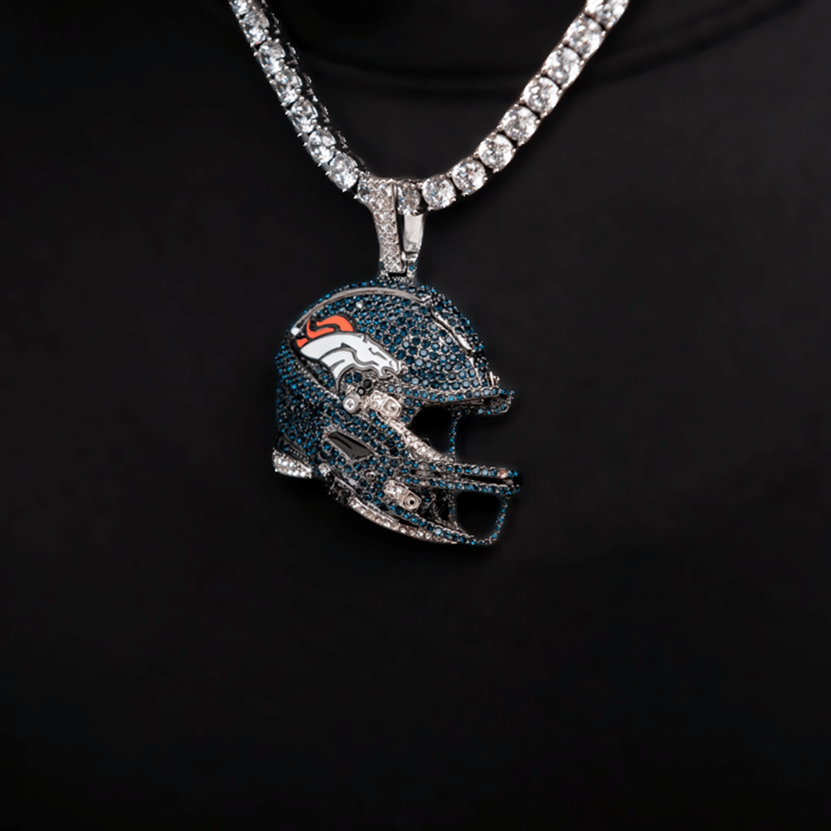 GLD Men 2025 Denver Broncos Team Helmet Pendant - White Gold