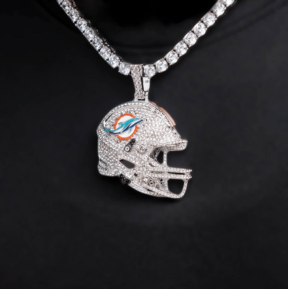 GLD Men 2025 Miami Dolphins Team Helmet Pendant - White Gold
