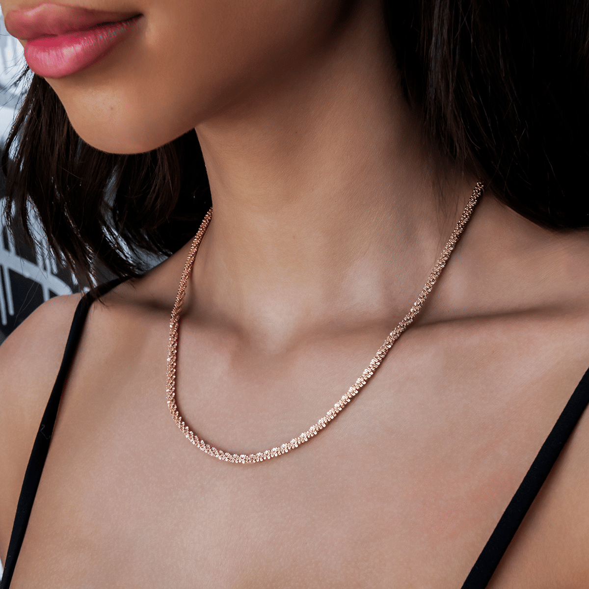 GLD Women Popcorn Necklace in Rose Gold - 4 mm