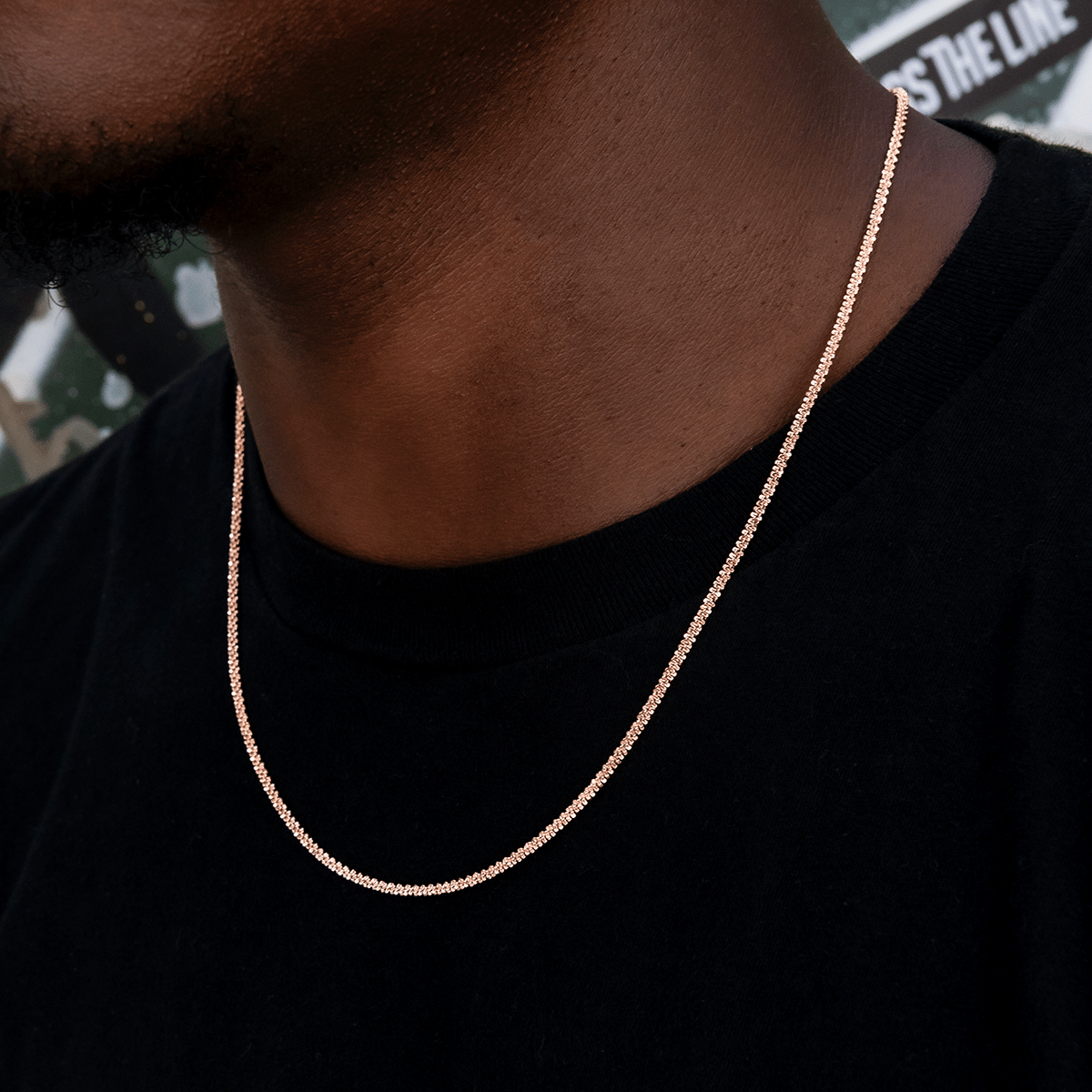 GLD Men Popcorn Chain in Rose Gold - 2 mm