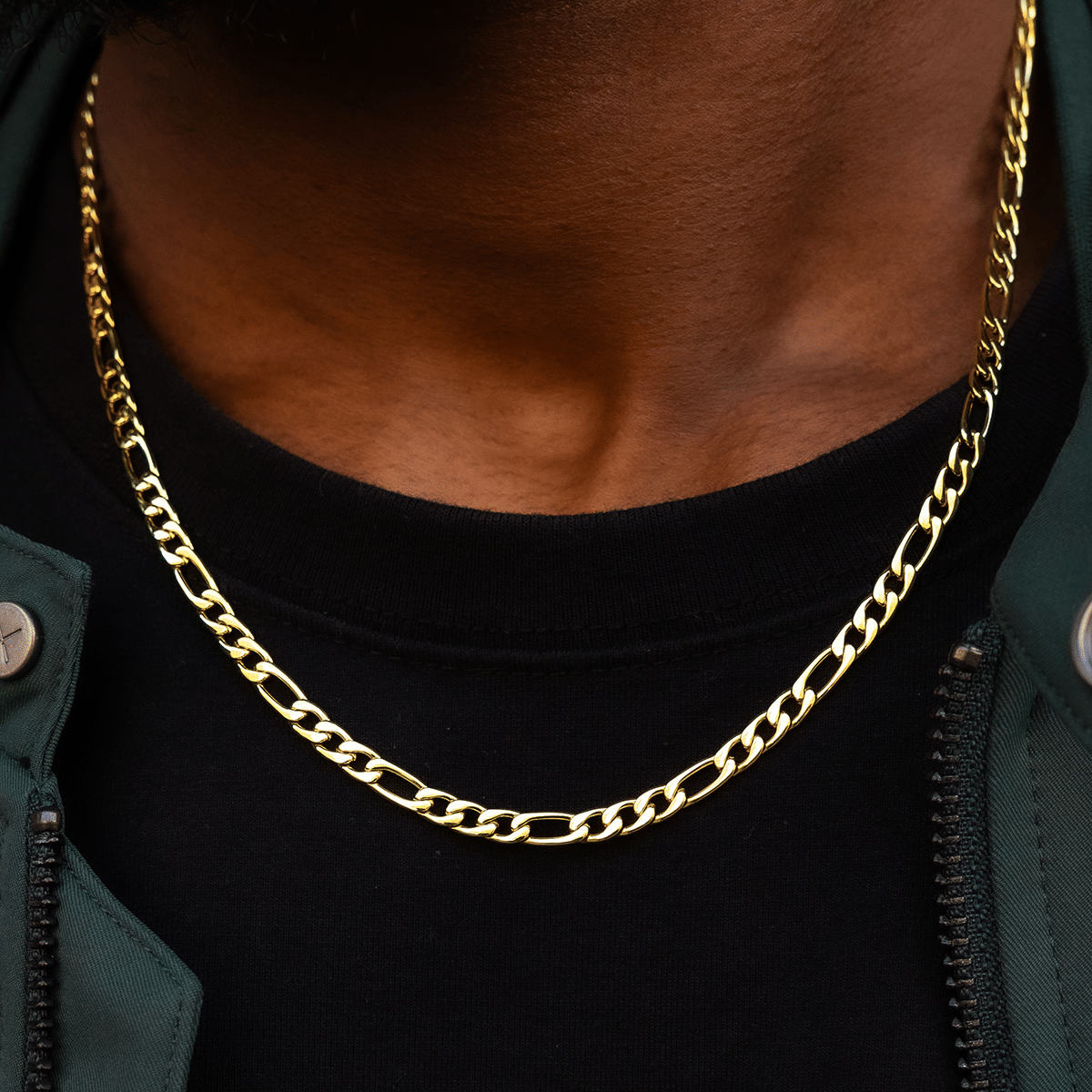 GLD Men Figaro Link Chain in Yellow Gold - 4 mm