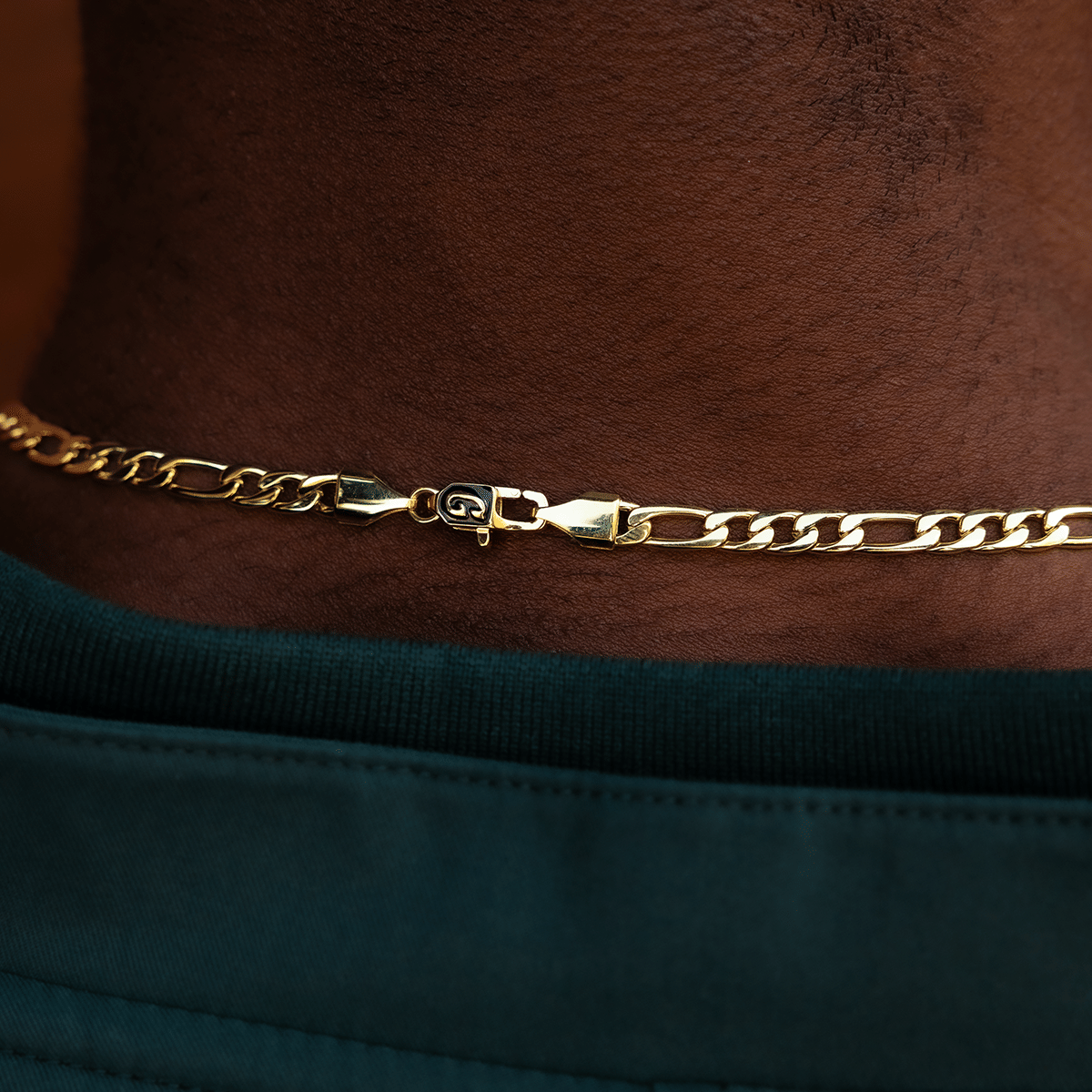 GLD Men Figaro Link Chain in Yellow Gold - 4 mm