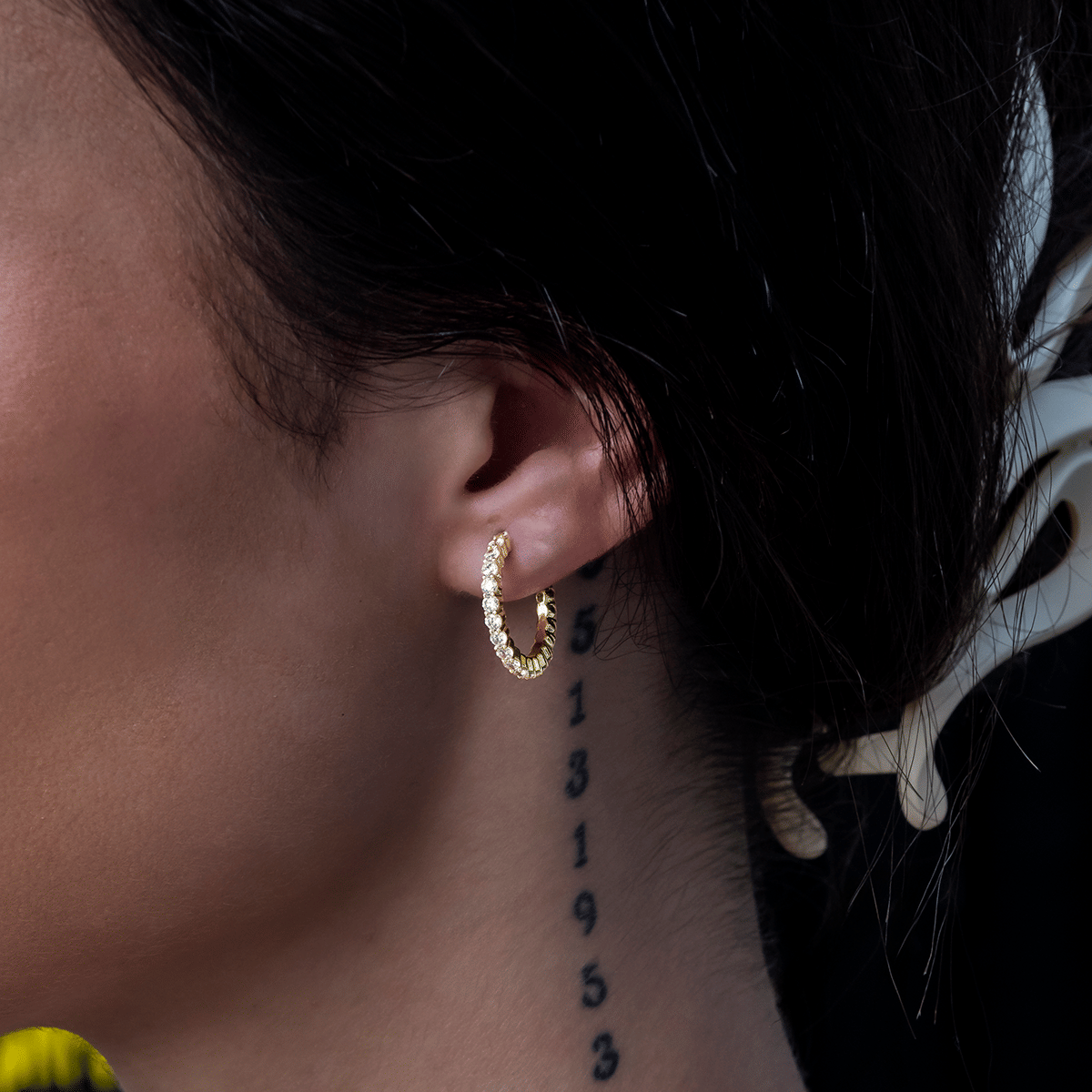 GLD Women Eternity Huggie Earrings in Yellow Gold