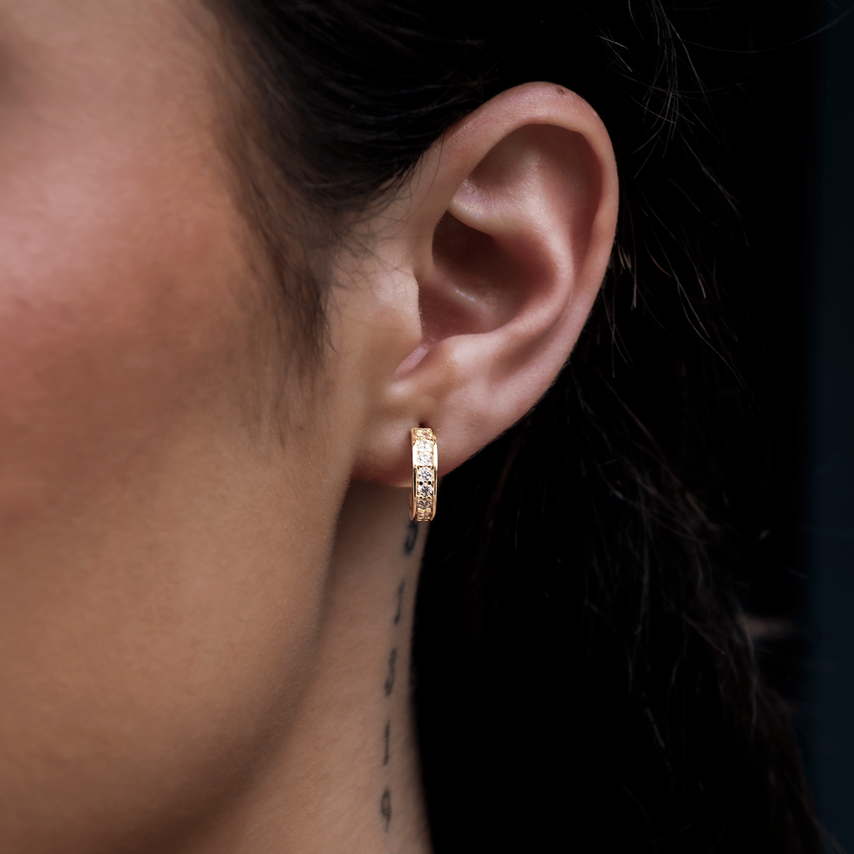 GLD Women Alternate Cross Drop Hoop + Iced Hoop Huggie Earring Set
