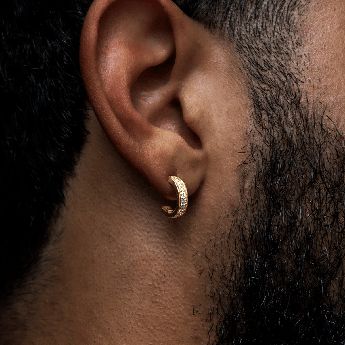 GLD Men Alternate Cross Drop Hoop + Iced Hoop Huggie Earring Set