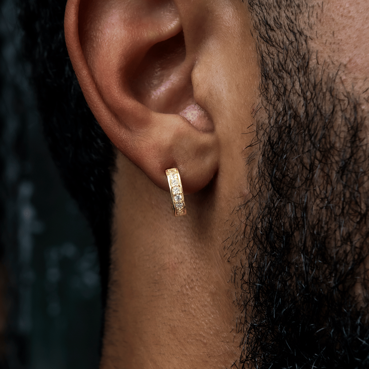 GLD Men Alternate Cross Drop Hoop + Iced Hoop Huggie Earring Set