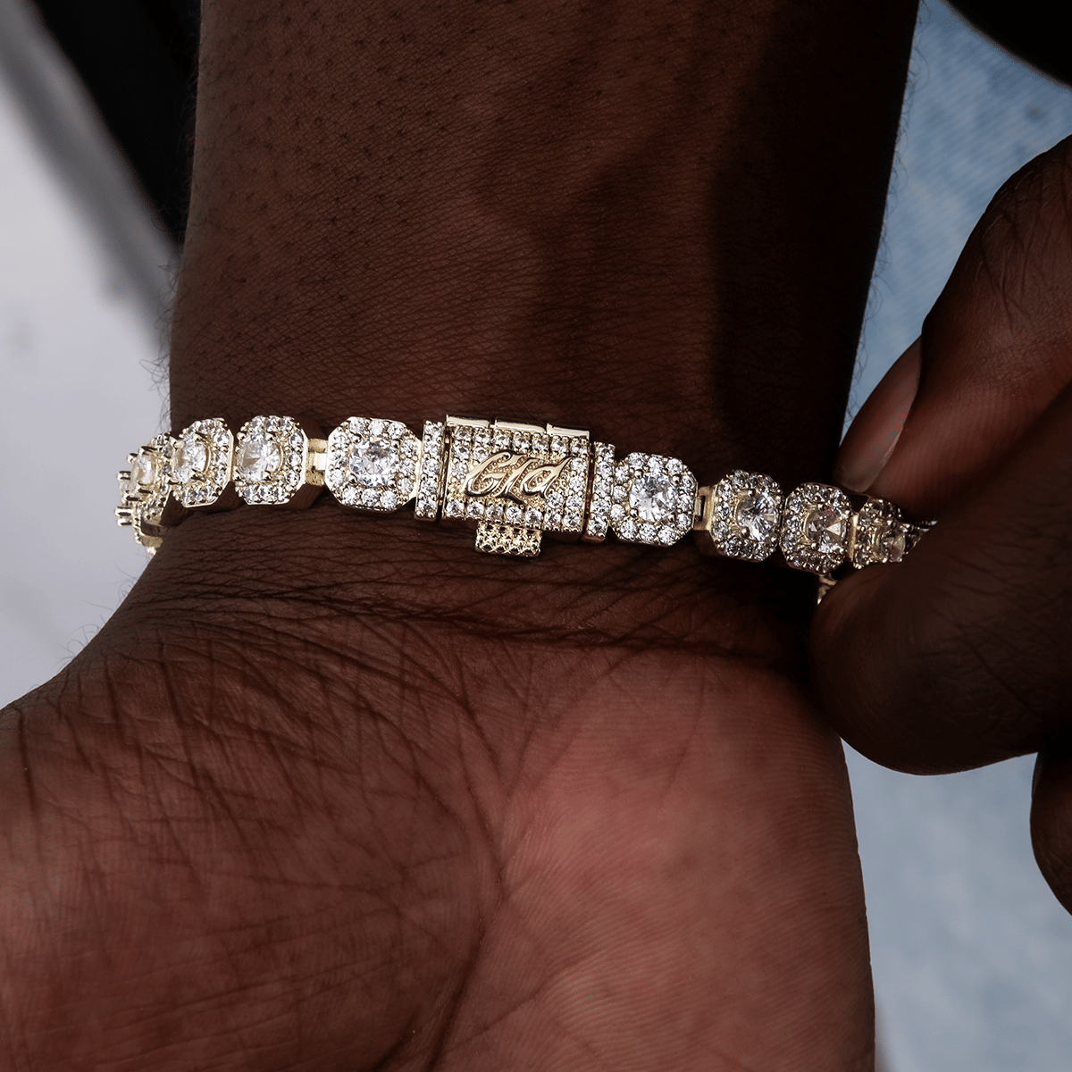 GLD Men Clustered Tennis Bracelet in Yellow Gold - 8.5 mm
