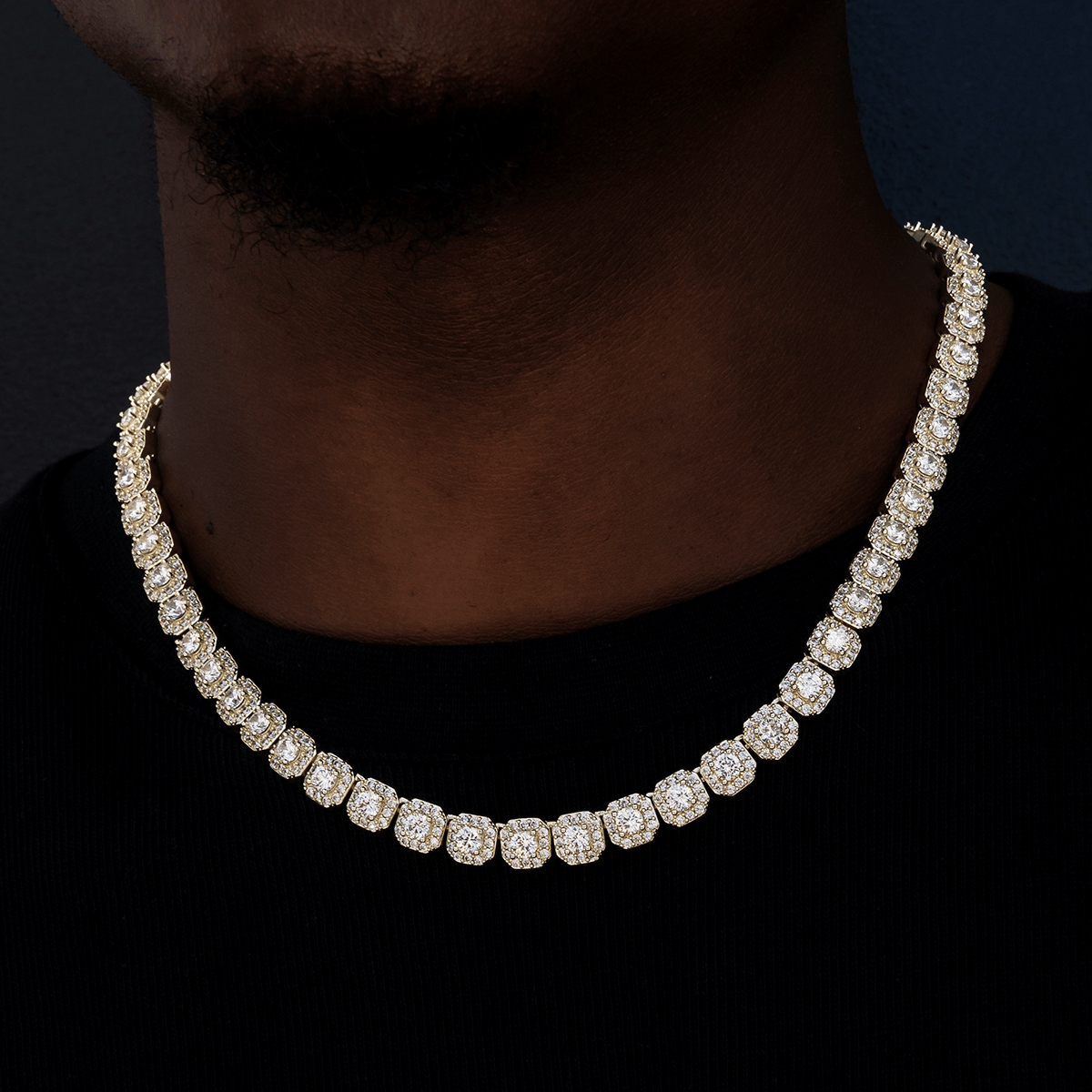 GLD Men Clustered Tennis Chain in Yellow Gold - 8.5 mm