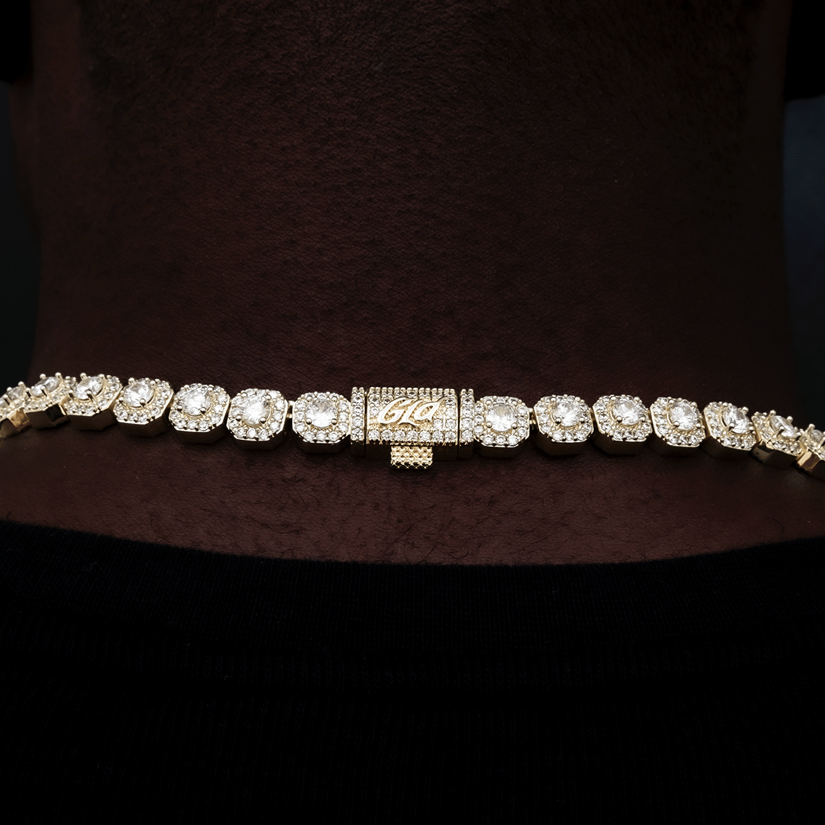 GLD Men Clustered Tennis Chain in Yellow Gold - 8.5 mm