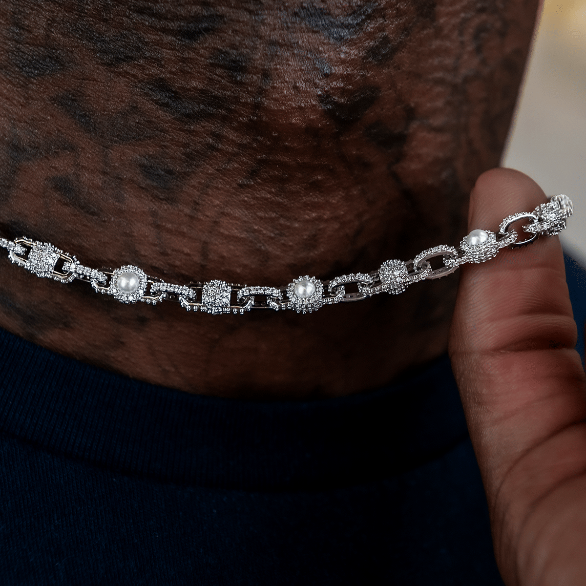 GLD Men Iced Pearl Box Chain