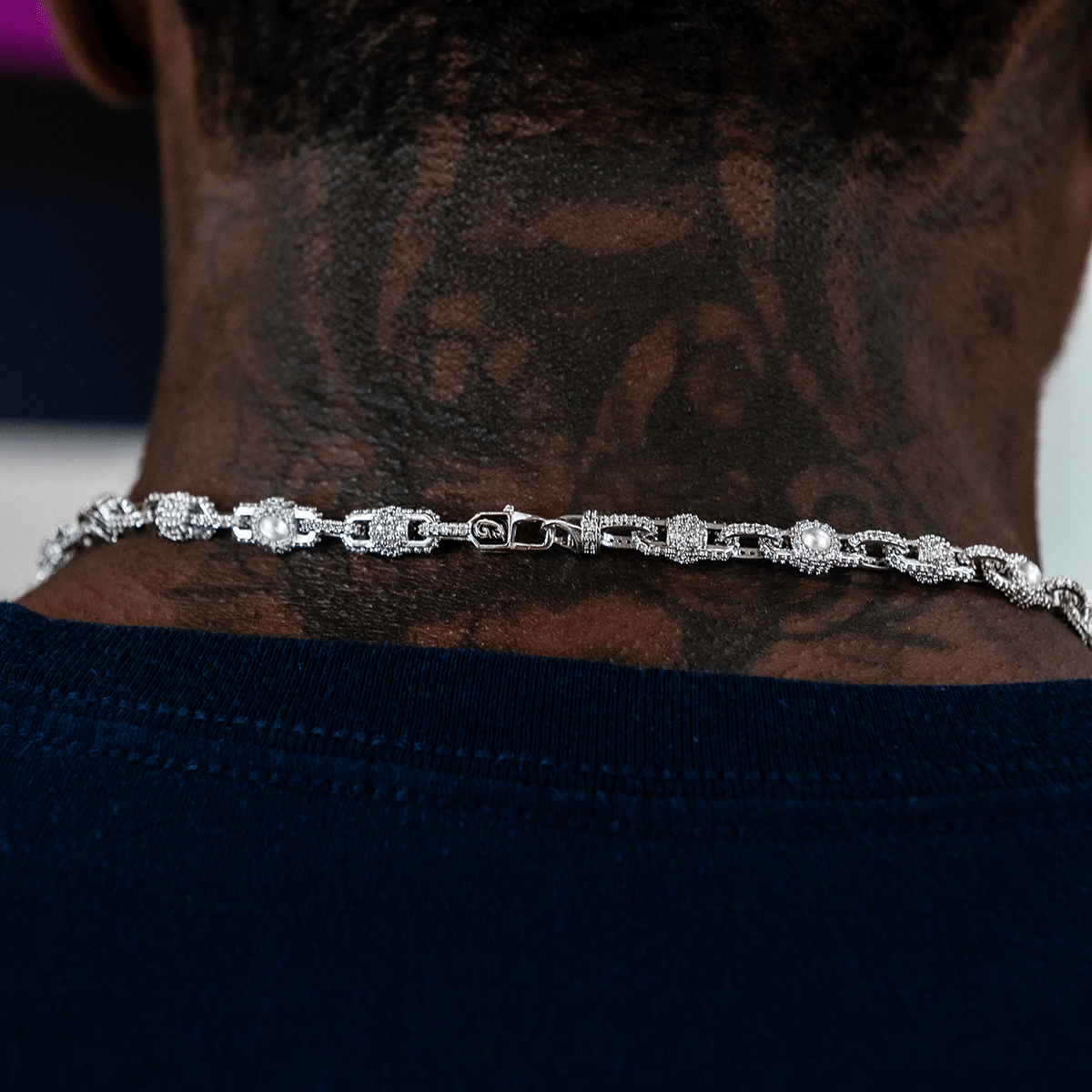 GLD Men Iced Pearl Box Chain