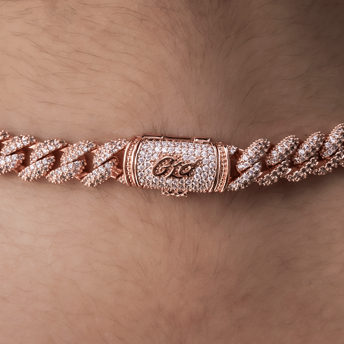 GLD Women Diamond Cuban Necklace in Rose Gold - 8.5 mm