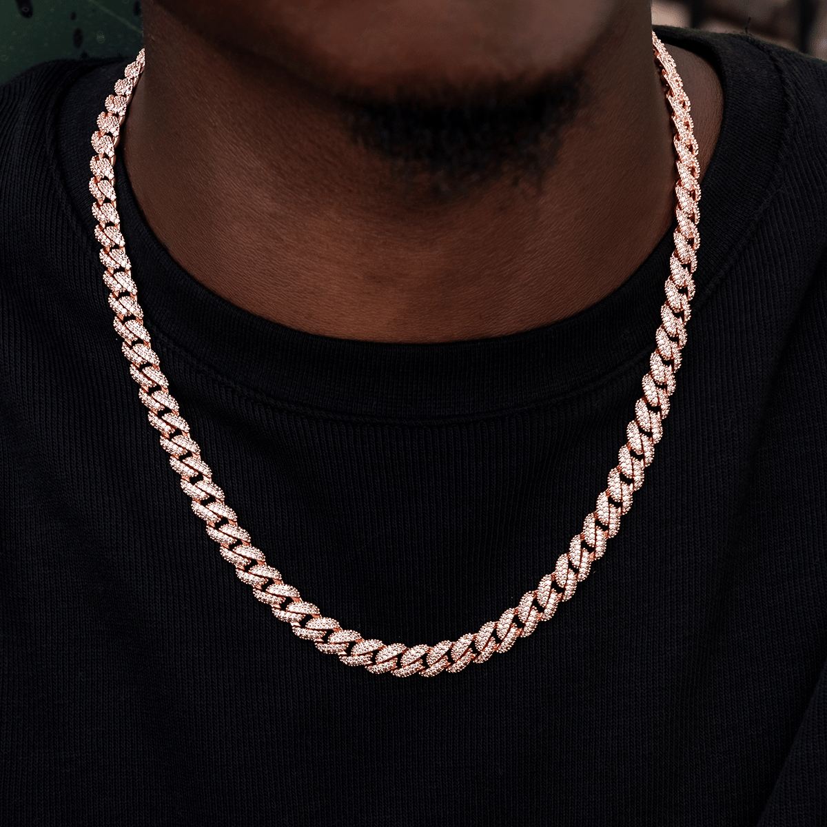 GLD Men Diamond Cuban Chain in Rose Gold - 8.5 mm