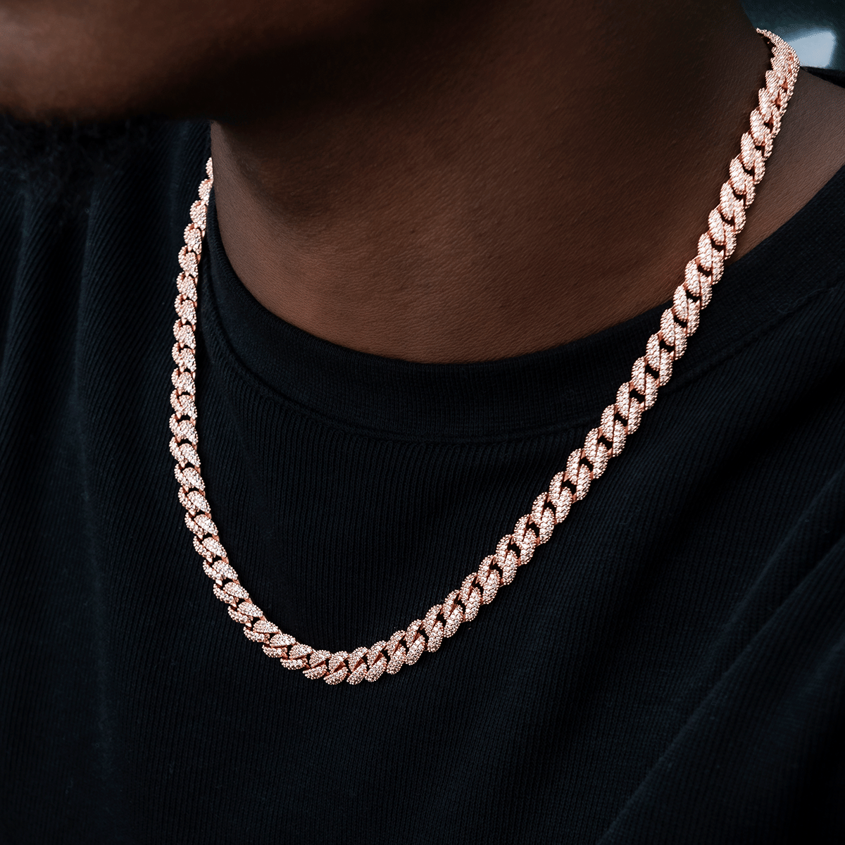 GLD Men Diamond Cuban Chain in Rose Gold - 8.5 mm