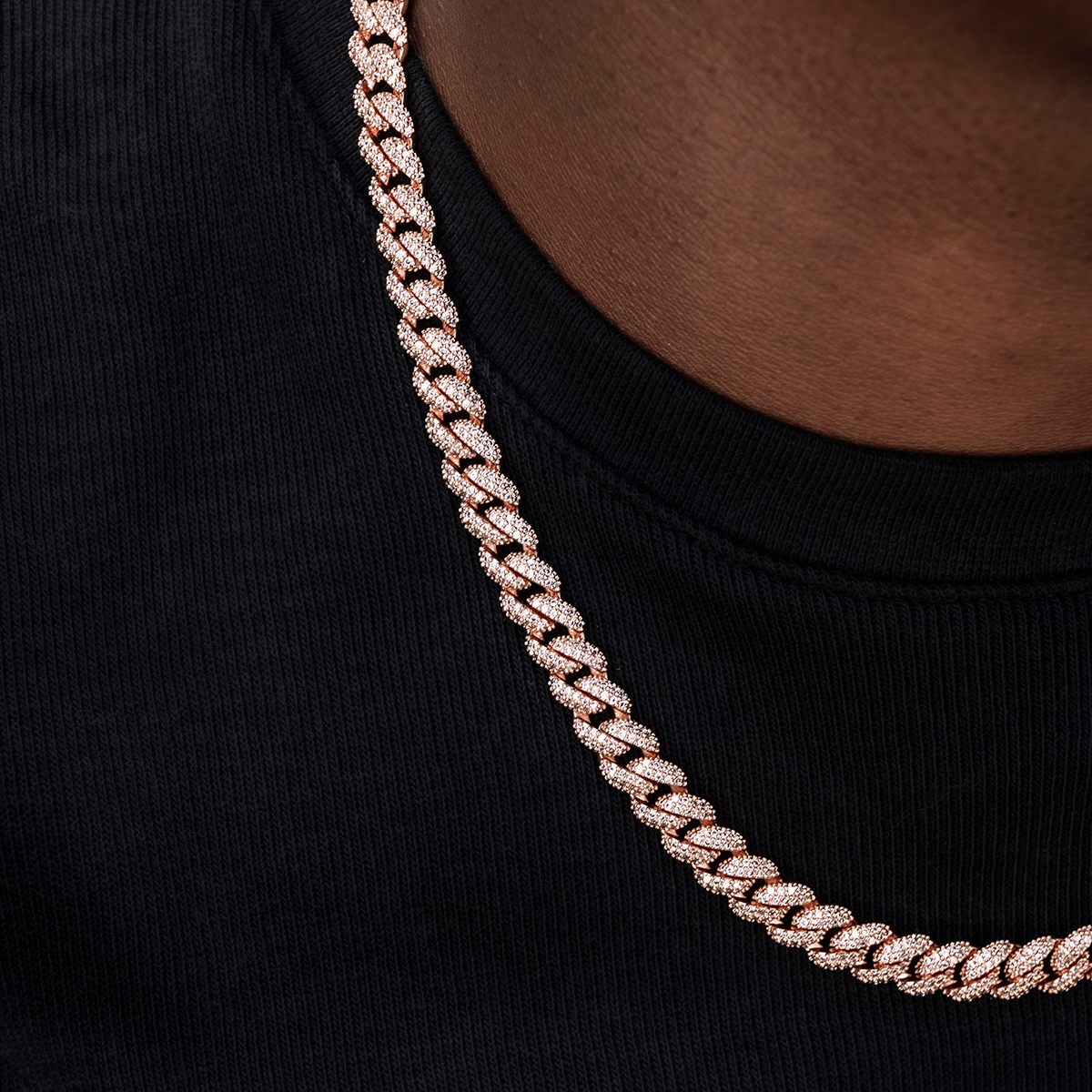 GLD Men Diamond Cuban Chain in Rose Gold - 8.5 mm