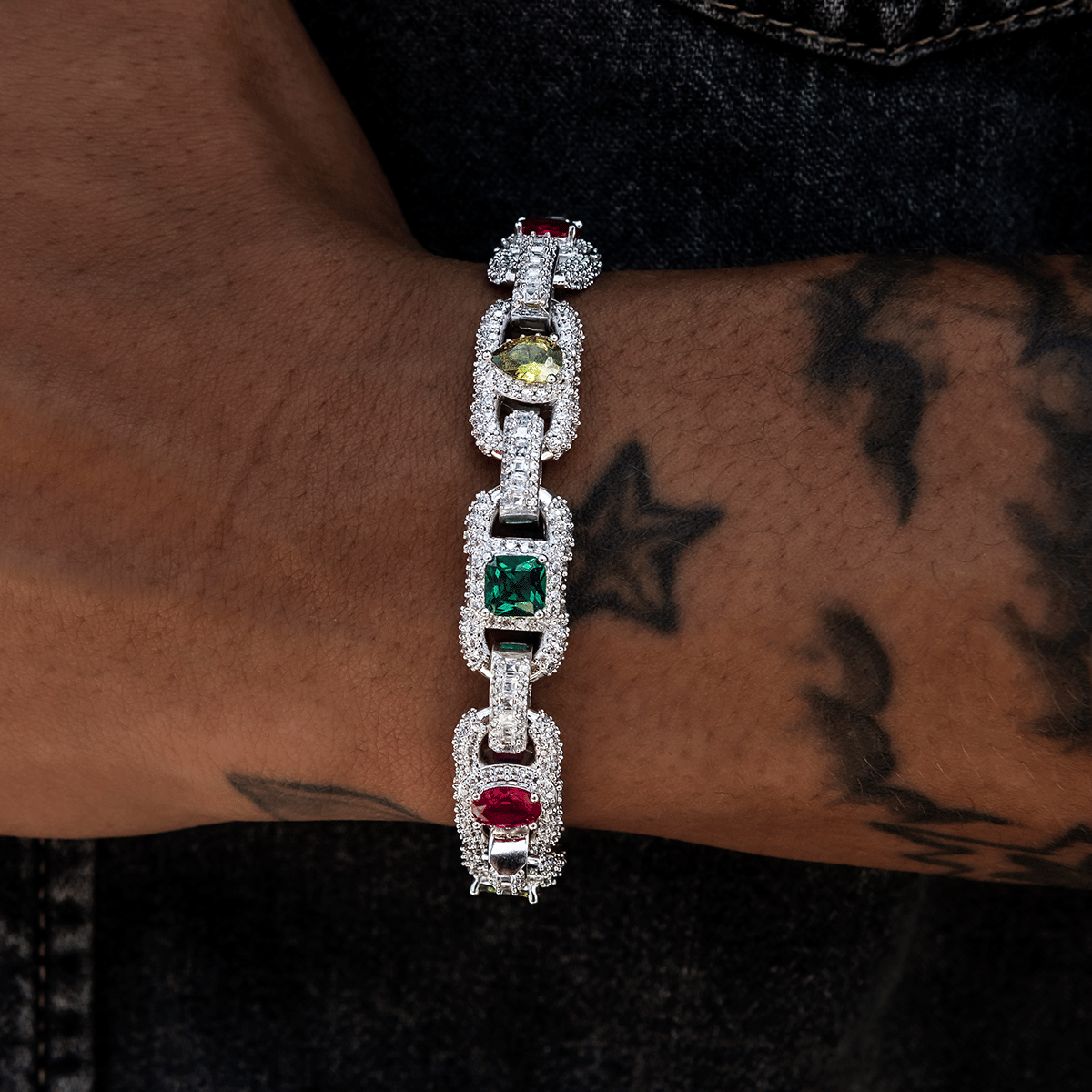 GLD Men Diamond Multicolor Cluster Mariner Bracelet
