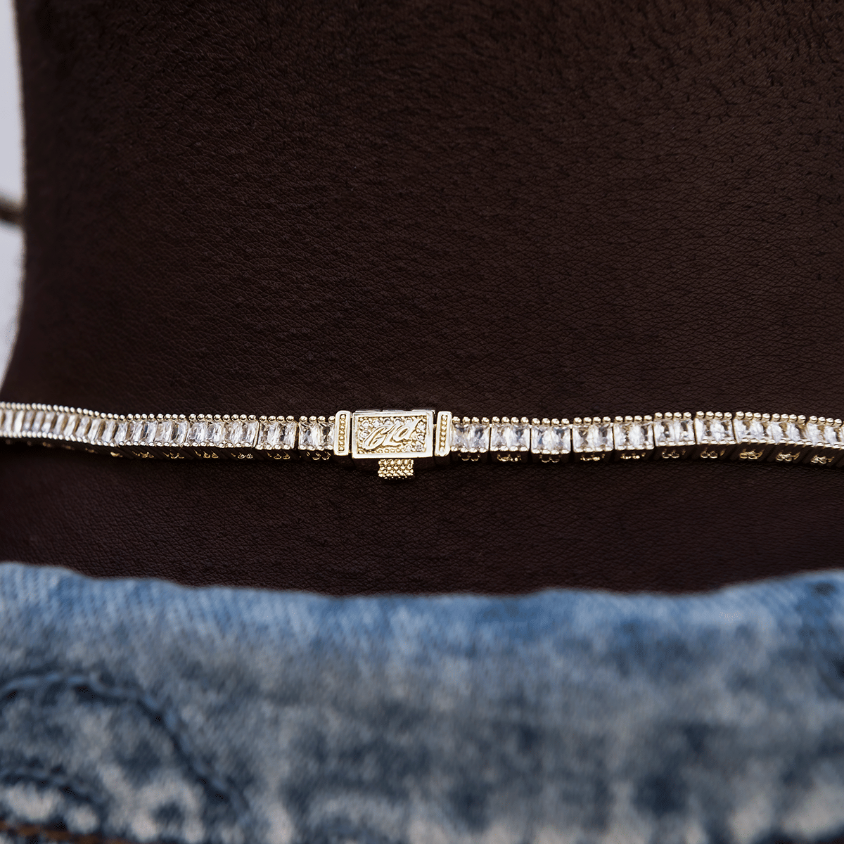 GLD Men Diamond Baguette Tennis Chain in Yellow Gold - 3 mm