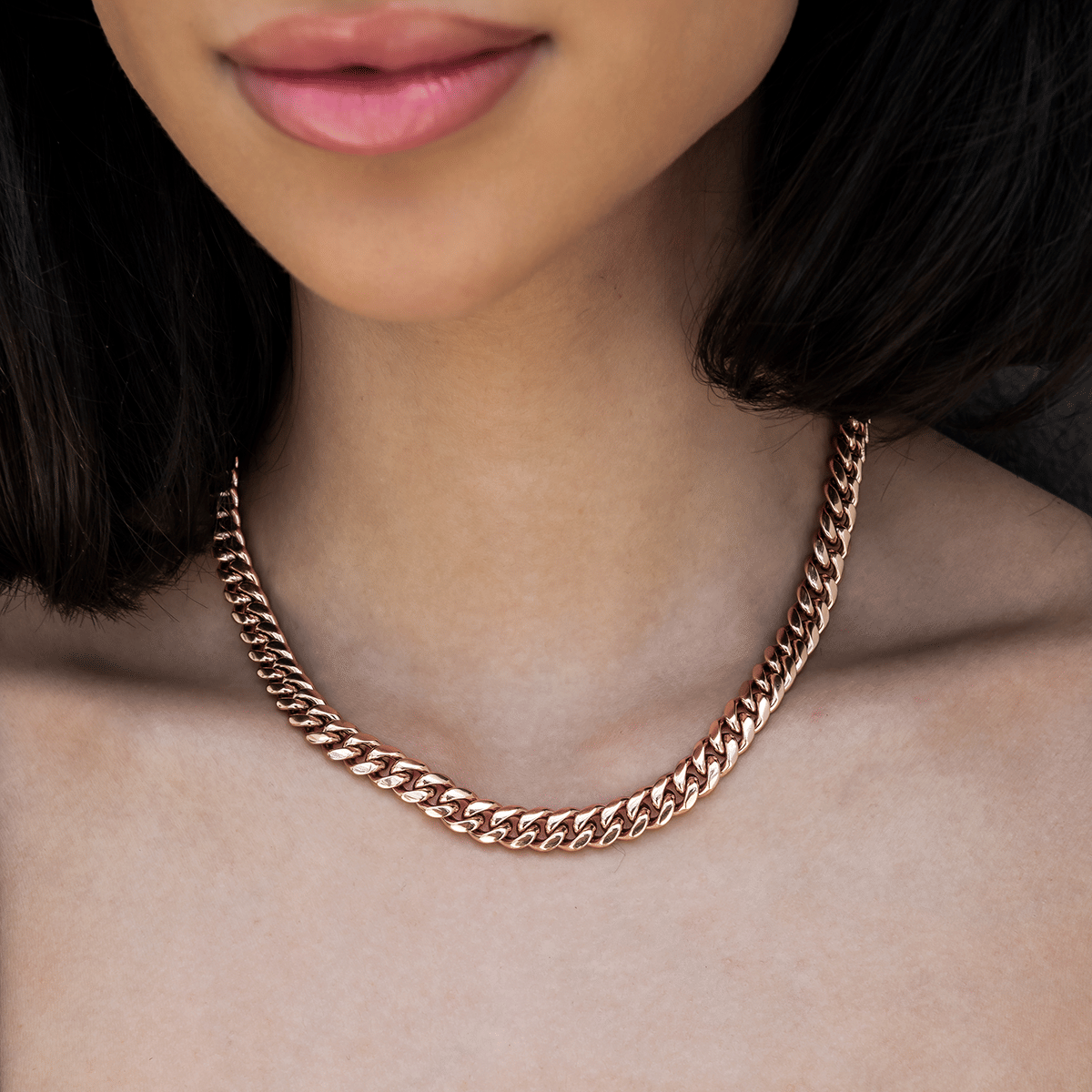 GLD Women Miami Cuban Link Necklace in Rose Gold - 8 mm