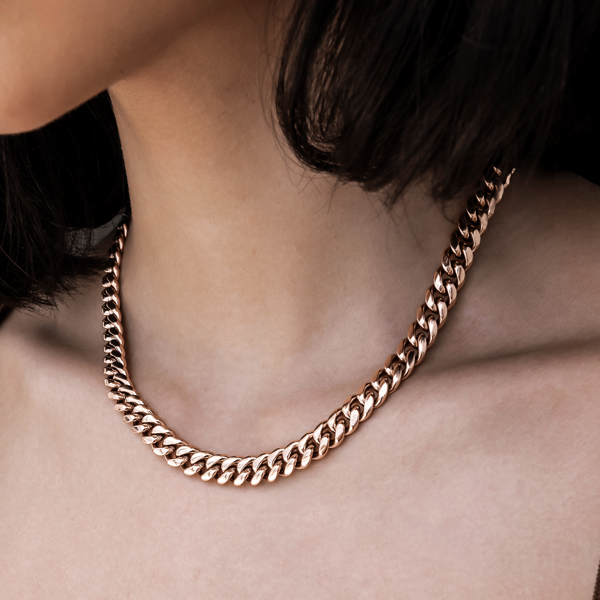 GLD Women Miami Cuban Link Necklace in Rose Gold - 8 mm