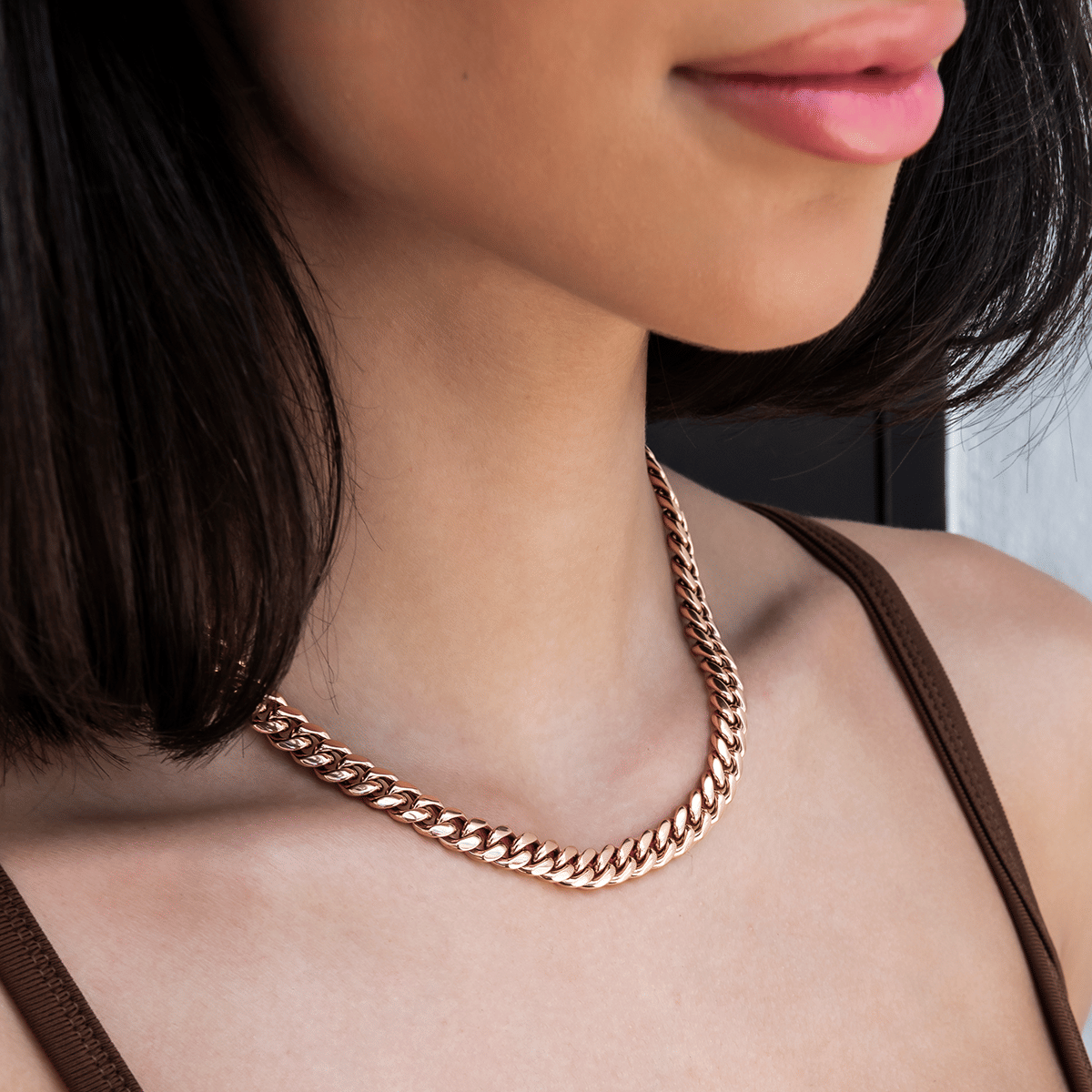 GLD Women Miami Cuban Link Necklace in Rose Gold - 8 mm