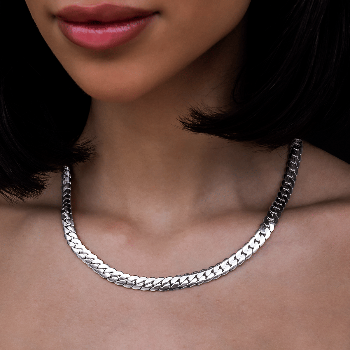 GLD Women South Beach Cuban™ Necklace in White Gold - 8 mm