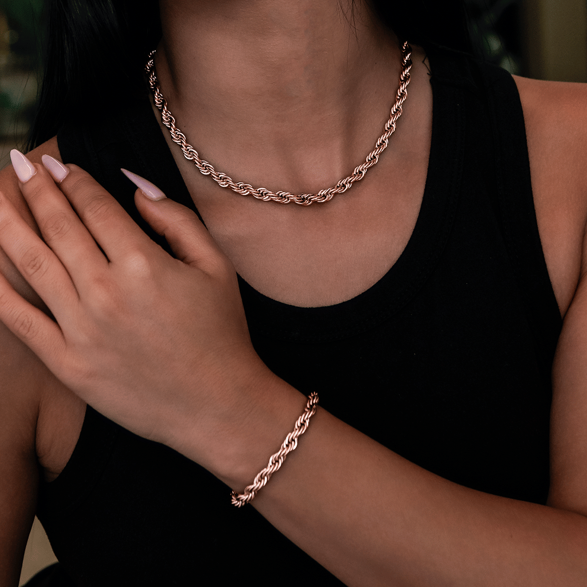 GLD Women Rope Necklace in Rose Gold - 6 mm