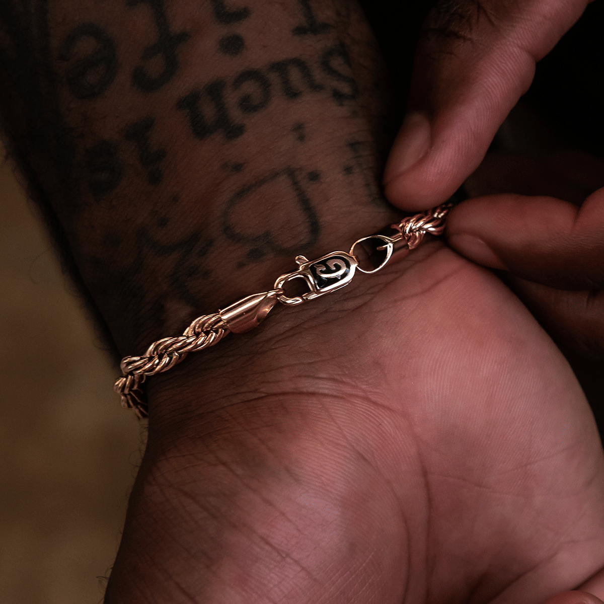 GLD Men Rope Bracelet in Rose Gold - 6 mm