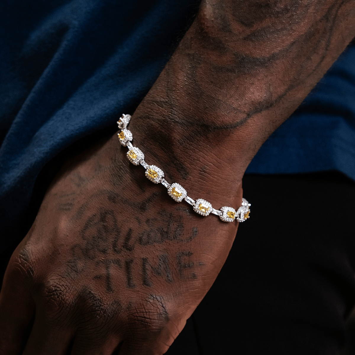 GLD Men Iced Canary Cushion Cut Bracelet