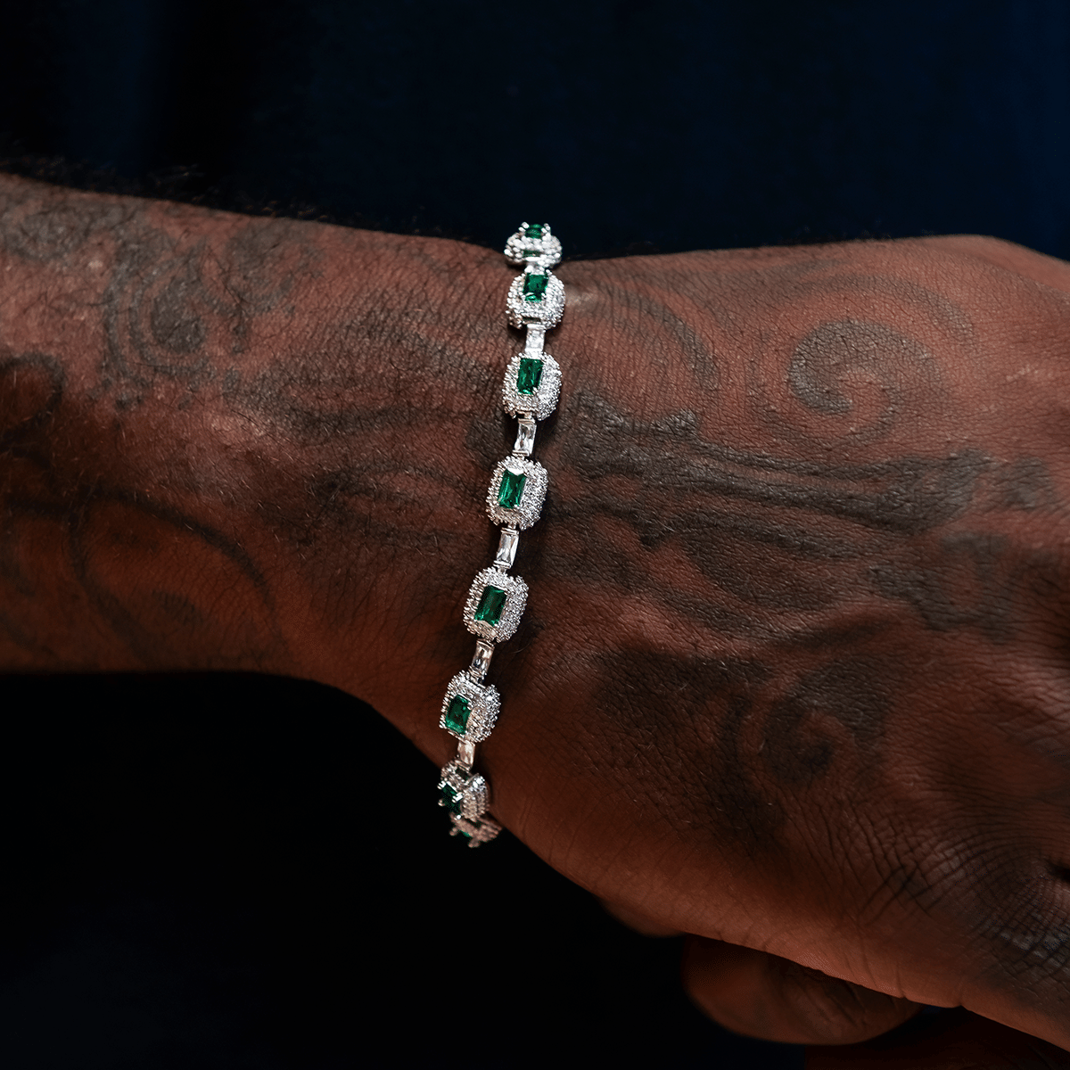 GLD Men Iced Emerald Cushion Cut Bracelet